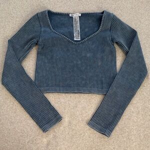 Zara Navy Ribbed Crop Top